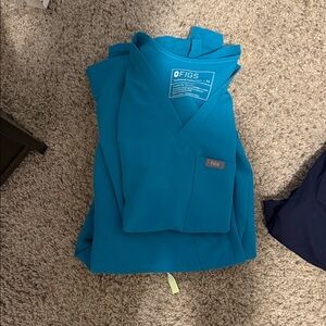 Figs Ocean Blue Scrub Top